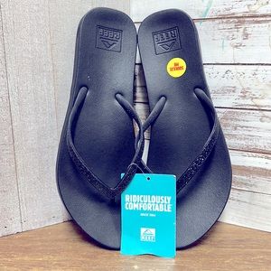Reef nwt cushion stargazer glitter black comfort flip flop sandals